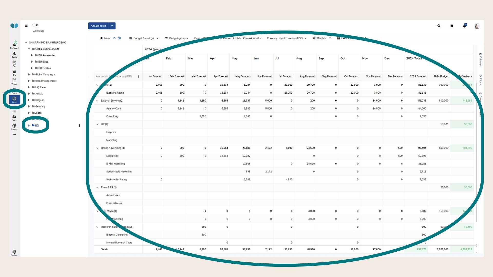 Entering a budget in the cost view.jpg